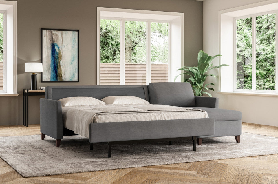 American Leather Harris Comfort Sleeper® with curved arms and tapered wood legs
