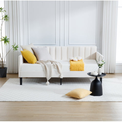 Modern brown chenille sofa – contemporary living room couch with accent pillows