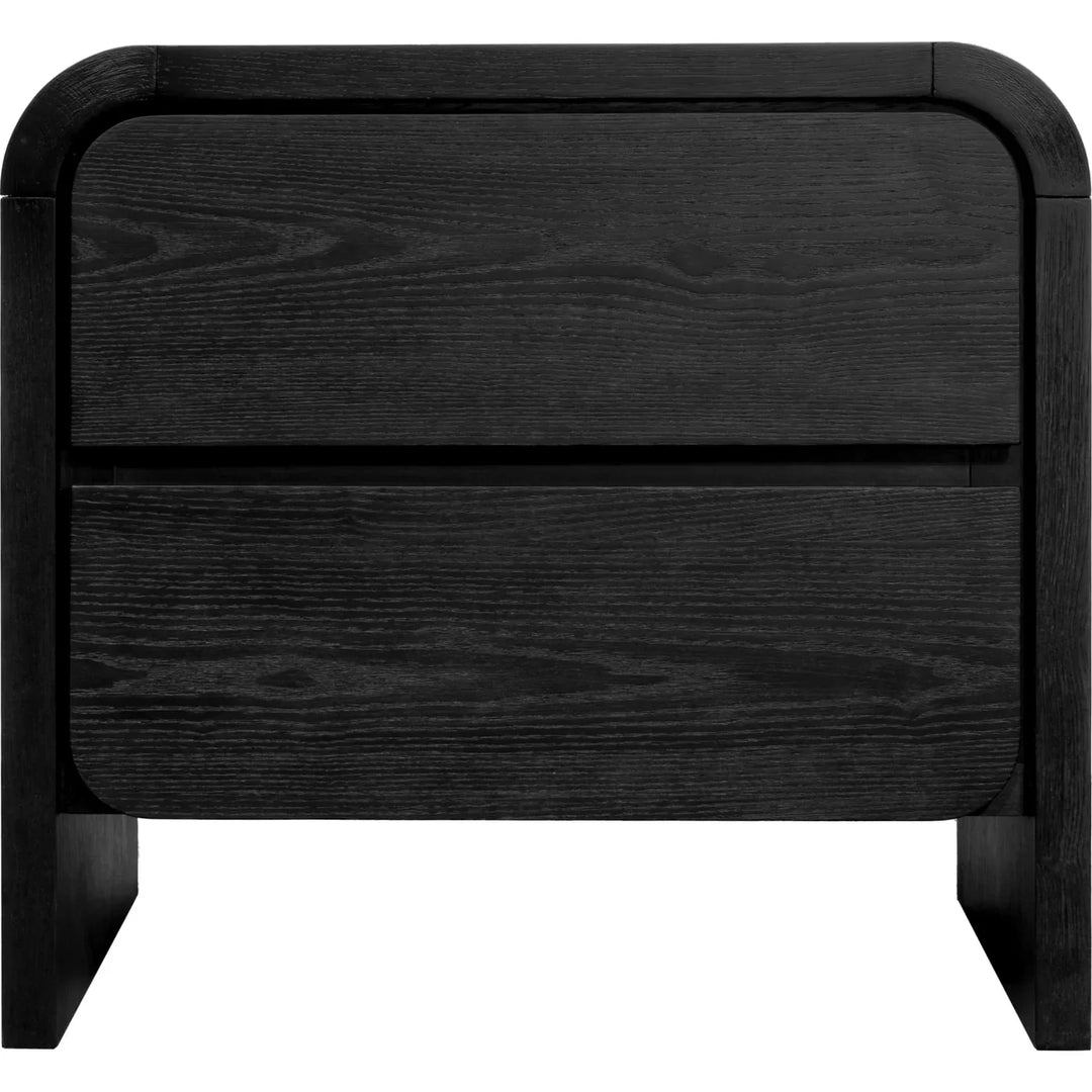 Elora Two Drawer Nightstand in Jet Black Ash