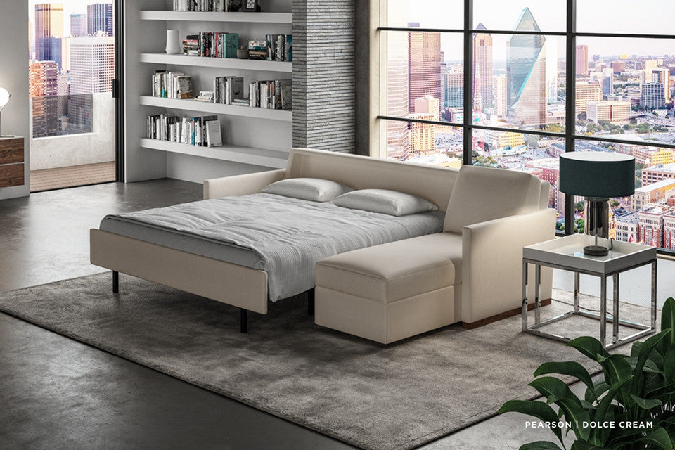 American Leather Pearson Comfort Sleeper® with sleek track arms and designer detailing