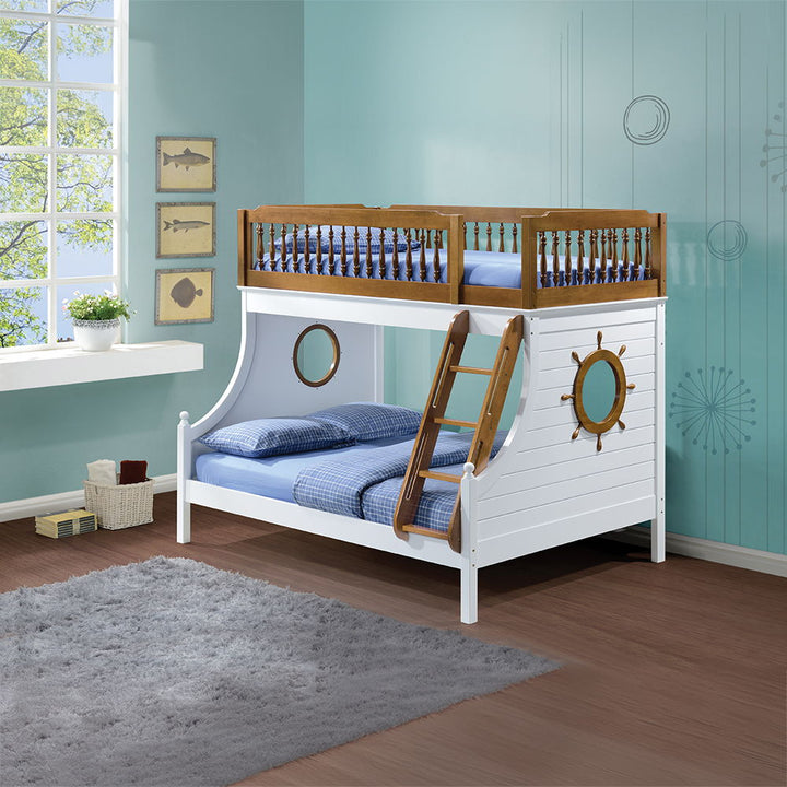 Farah - Twin Over Full Bunk Bed - Oak & White