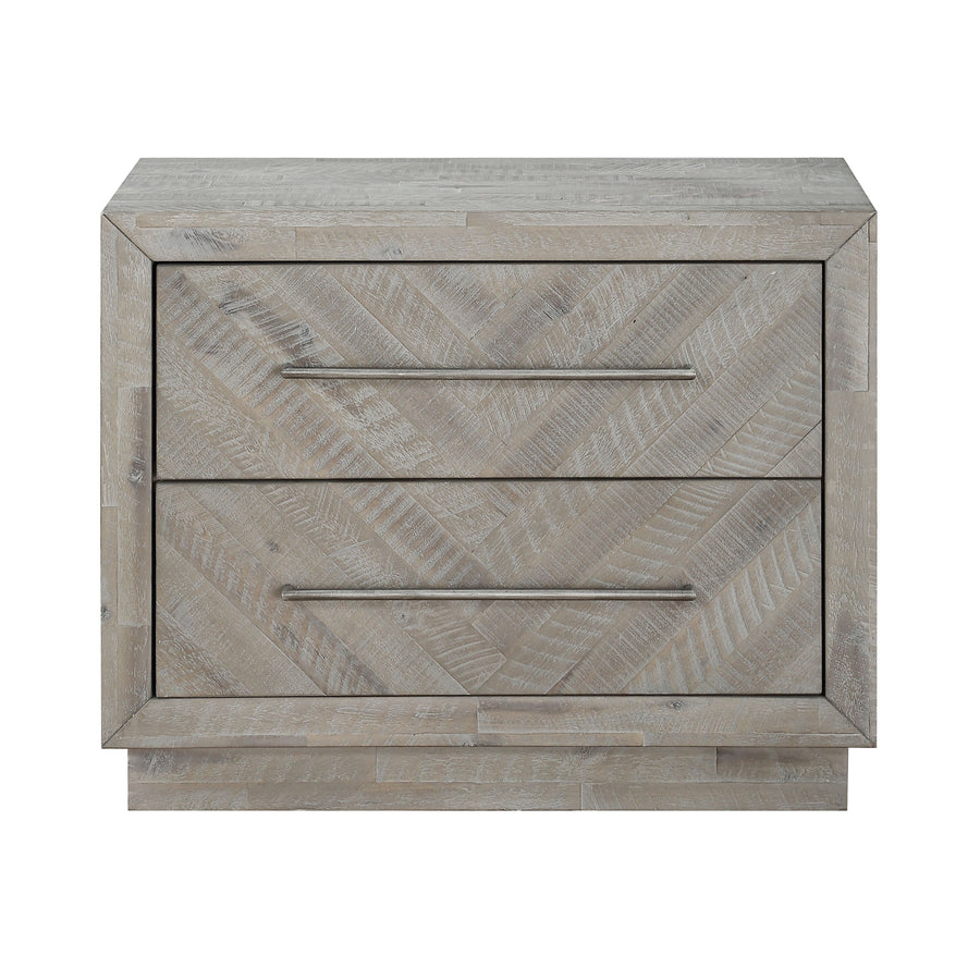 Modus Furniture Alexandra Solid Wood Two Drawer Nightstand in Rustic Latte