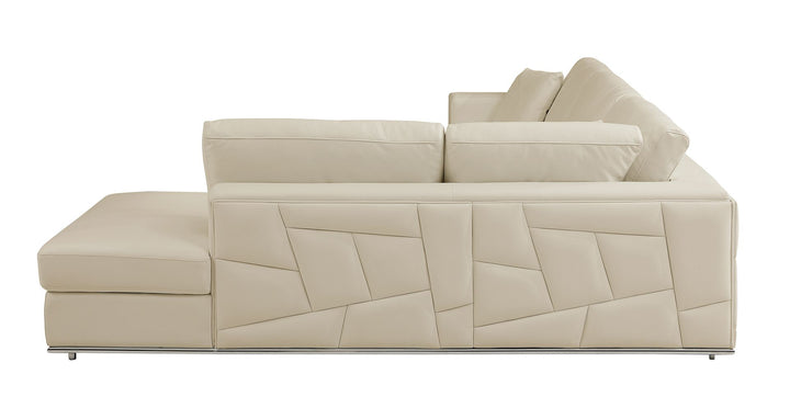 DivanItalia 998 Right Arm Facing Sectional in Top-Grain Italian Leather - Beige
