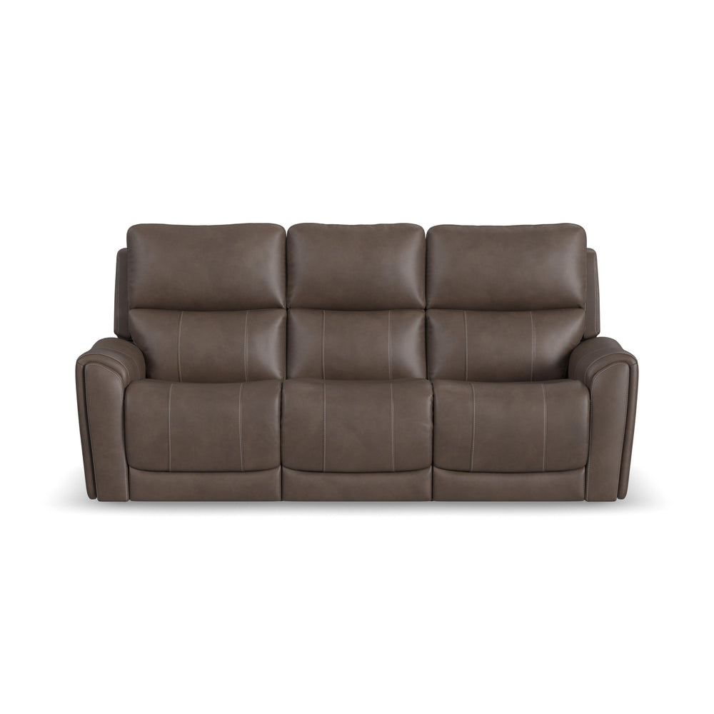 Carter Fabric Power Reclining Sofa with Console & Power Headrests & Lumbar in Cappuccino