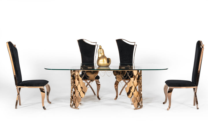 Bonnie Transitional Black Velvet &amp; Rosegold Dining Chair (Set of 2)