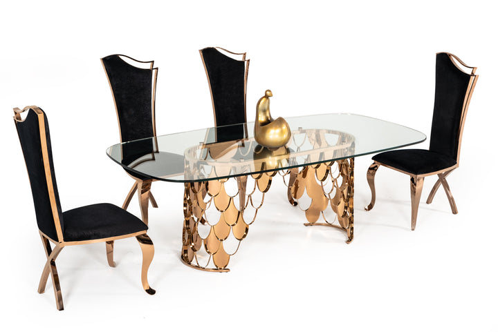 Bonnie Transitional Black Velvet &amp; Rosegold Dining Chair (Set of 2)