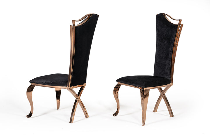 Bonnie Transitional Black Velvet &amp; Rosegold Dining Chair (Set of 2)
