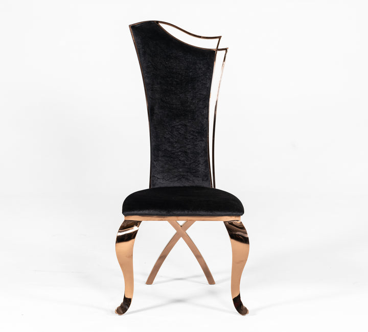 Bonnie Transitional Black Velvet &amp; Rosegold Dining Chair (Set of 2)