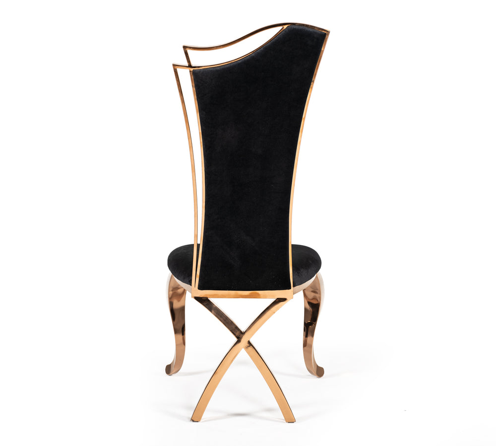 Bonnie Transitional Black Velvet & Rosegold Dining Chair (Set of 2)