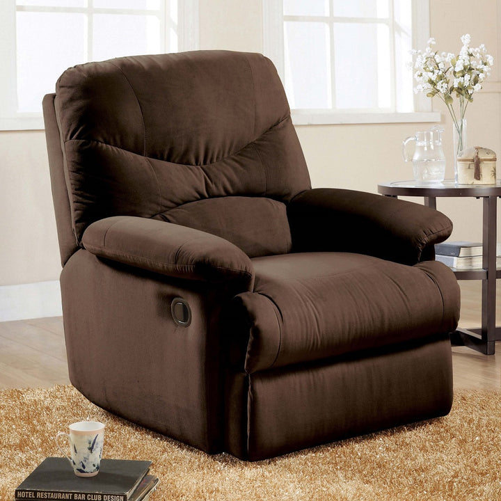 Arcadia Motion Recliner in Chocolate Microfiber