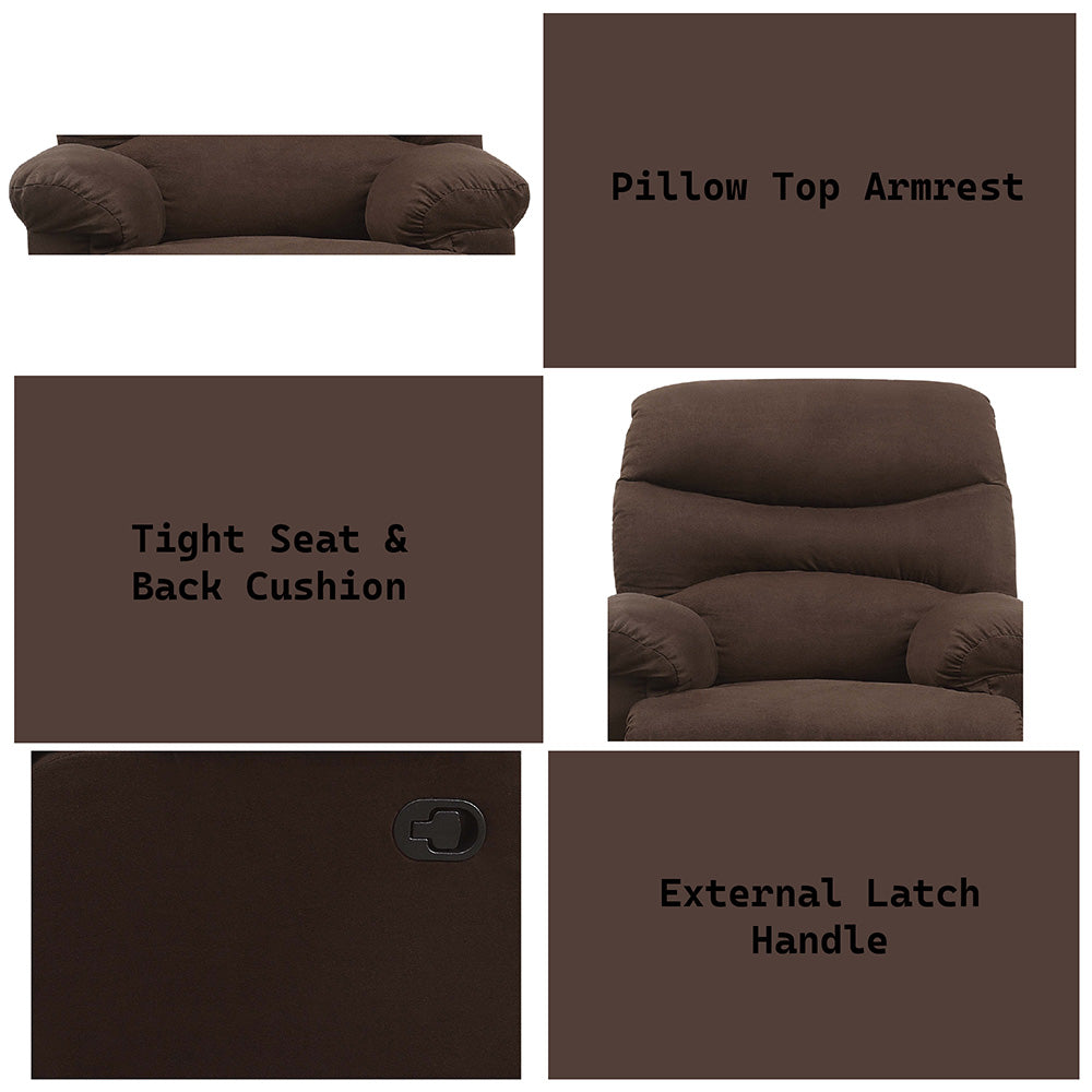 Arcadia Motion Recliner in Chocolate Microfiber