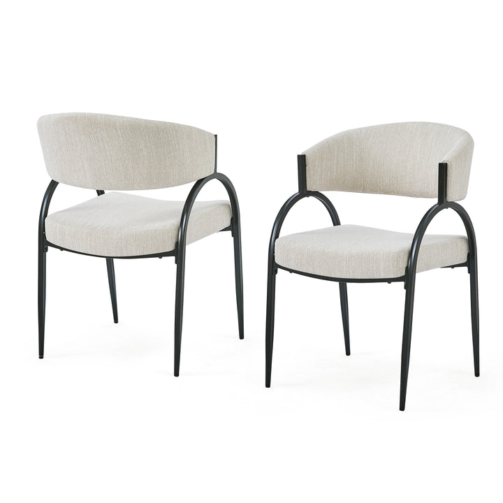 Metal Leg Upholstered Dining Chair – Beige (Set of 2)