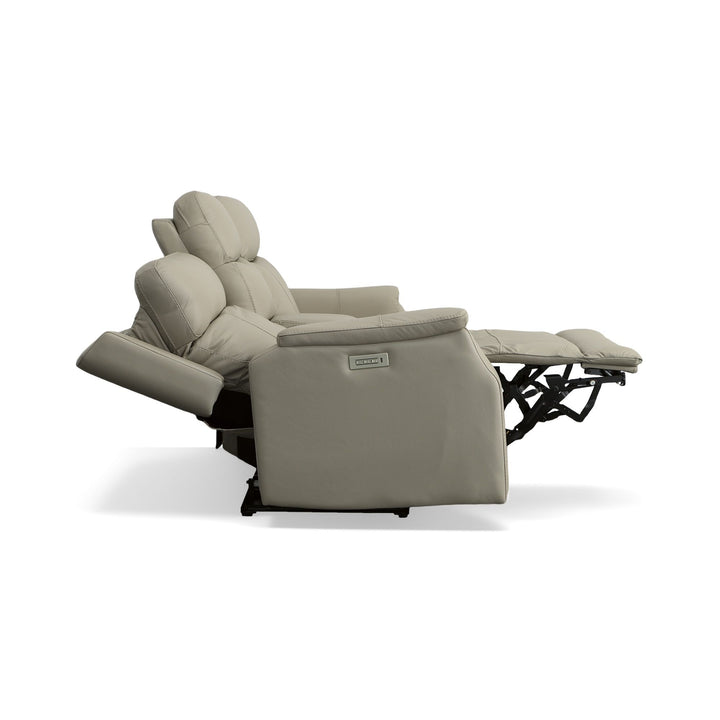 Easton Leather Power Reclining Loveseat with Console, Power Headrests &amp; Lumbar in Dove