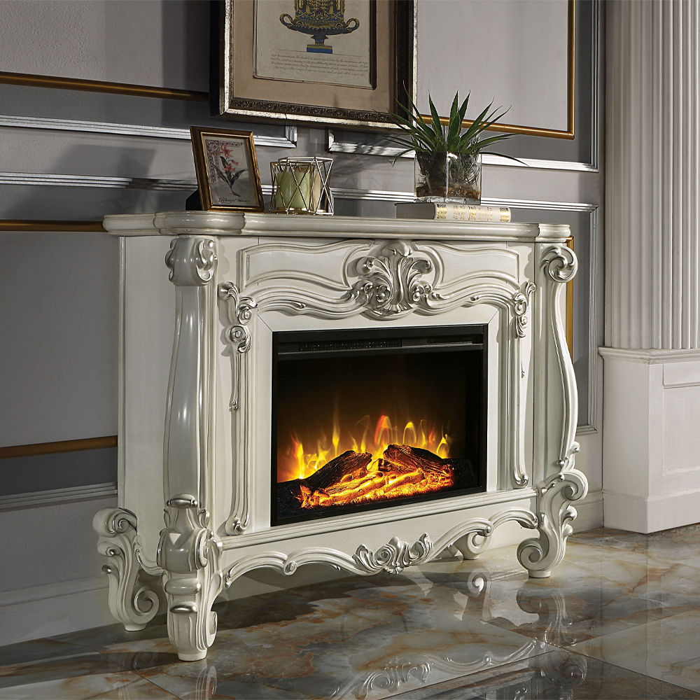 ACME Furniture Versailles Fireplace Bone White