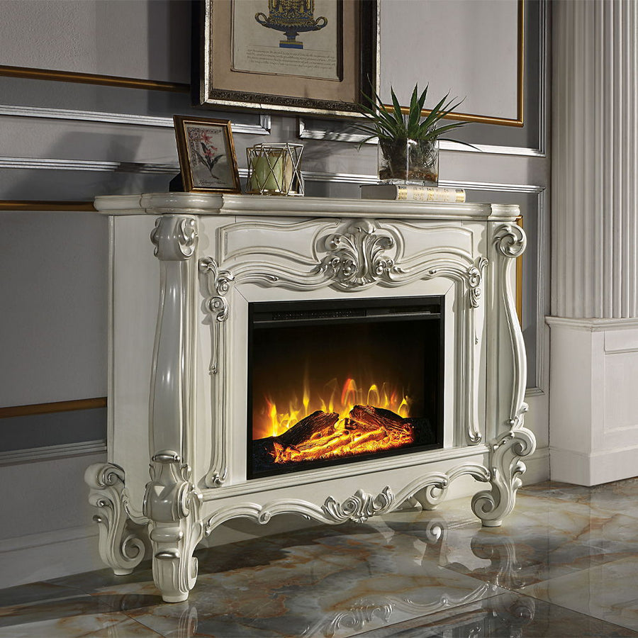 ACME Furniture Versailles Fireplace Bone White