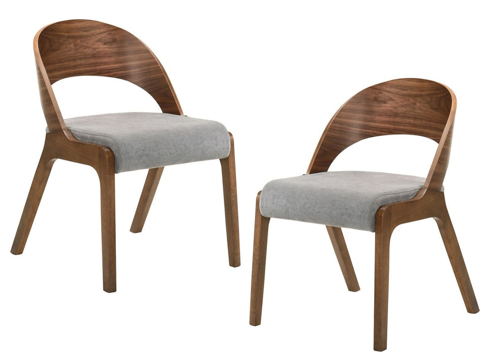 Runyon Modern Walnut & Grey Fabric Dining Chair (Set of 2) - View 5