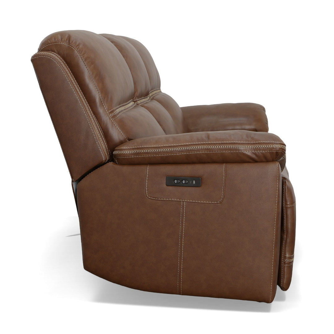 Flexsteel 1759-62PH-20272 Jackson  Power Reclining Sofa With Power Headrests  Whiskey