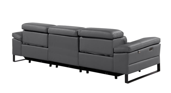 DivanItalia 1246 Modular Power Dual Reclining Sofa with Power Reclining Headrests – Top Grain Italian Leather - Dark Gray