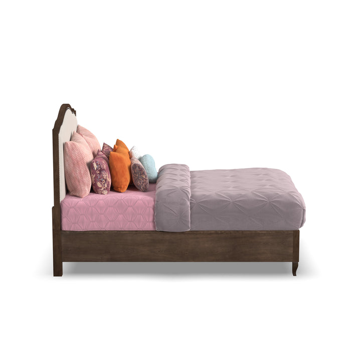 flexsteel-w1042-90q-bellevue-queen-bed-pearl-silver-dark-brown