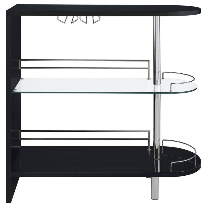 Adolfo - Rectangular 2-Tier Home Bar Table - Black High Gloss