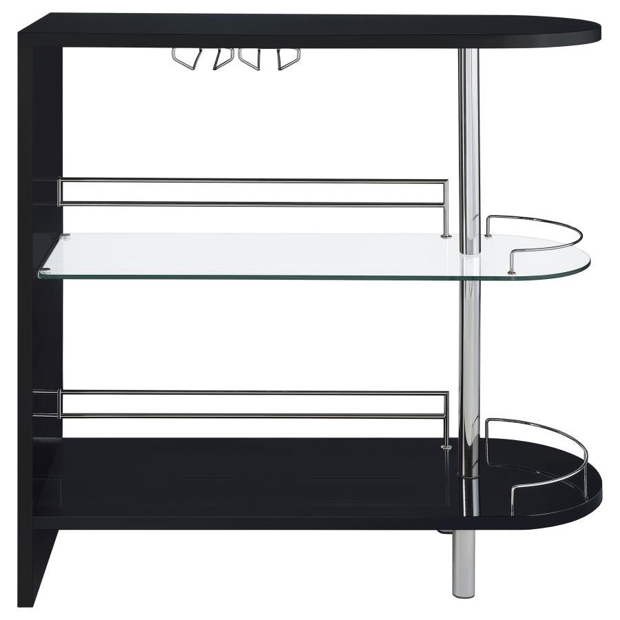 Adolfo - Rectangular 2-Tier Home Bar Table - Black High Gloss
