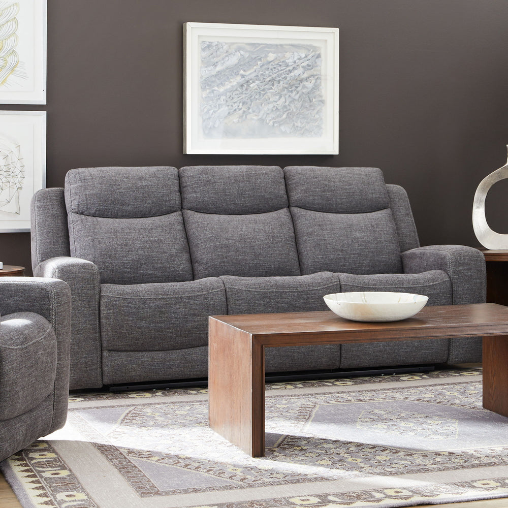 Ridge Fabric Power Reclining Sofa with Power Headrests in Granite