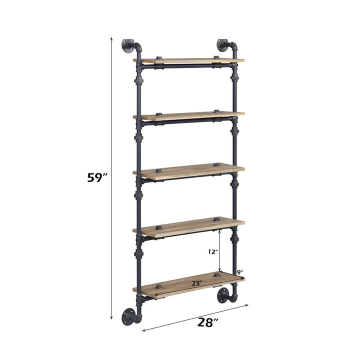 Brantley - Wall Rack With 5 Shelves - Oak & Sandy Black