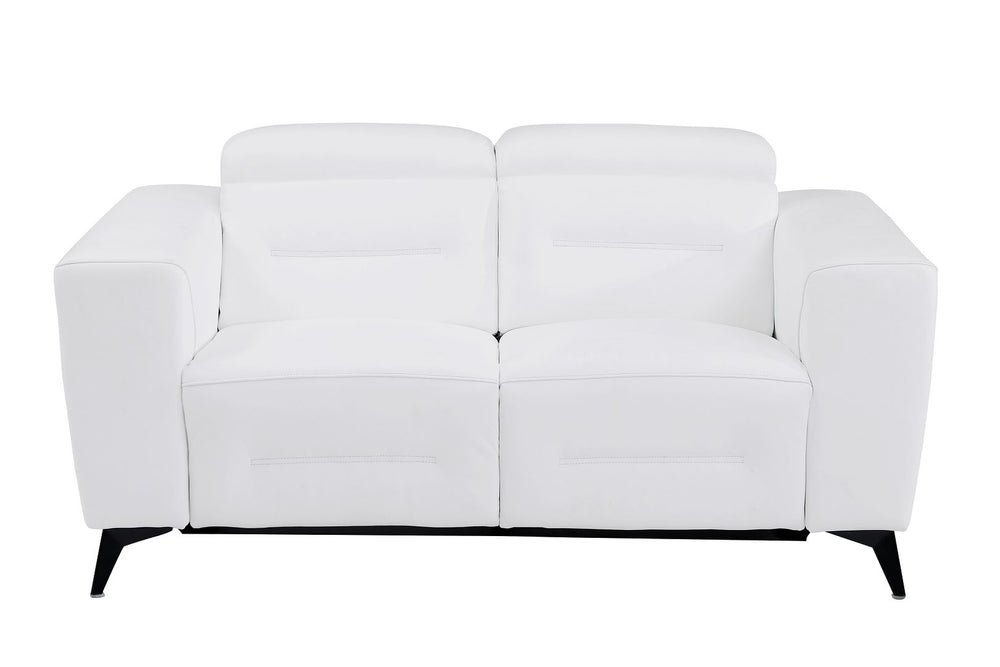 DivanItalia 989 Power Reclining 2-Piece Sofa Set with Power Headrest in Top-Grain Italian Leather - White