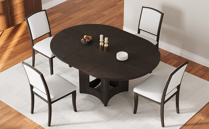 farmhouse-extendable-round-dining-table-set-for-5-with-upholstered-chairs-and-16inch-removable-leaf-espresso-beige