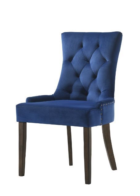 Farren - Side Chair Set of 2) - Blue Velvet & Weathered Oak