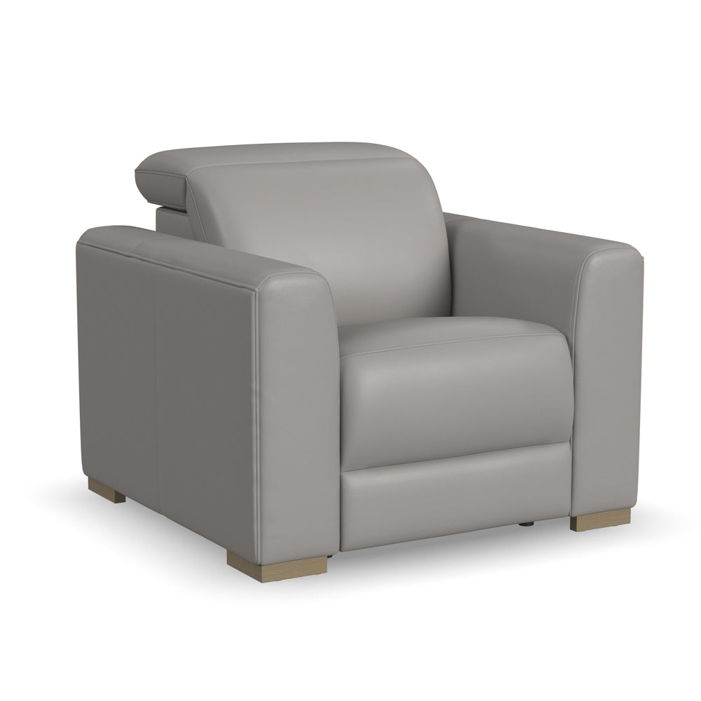 Aurora Leather Power Recliner with Power Headrest in Ash