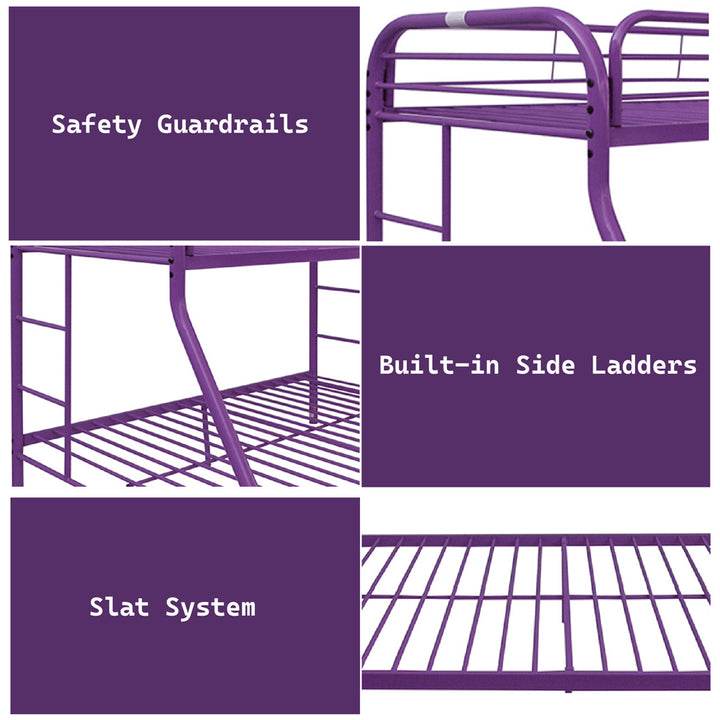 Tritan Twin/Full Bunk Bed in Purple - features