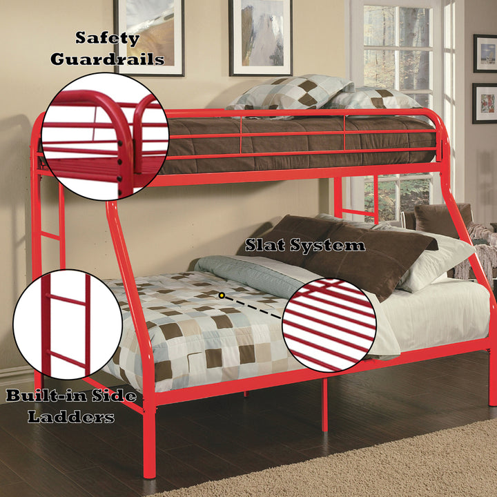 Tritan Twin/Full Bunk Bed in Red - features
