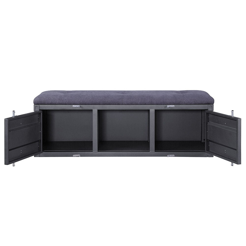 Cargo - Bench With Storage - Gray Fabric & Gunmetal