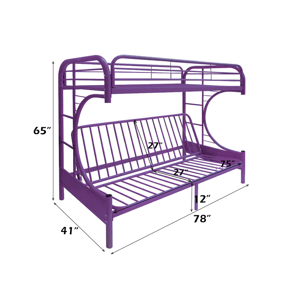 Eclipse Twin/Full Futon Bunk Bed in Purple - dimensions