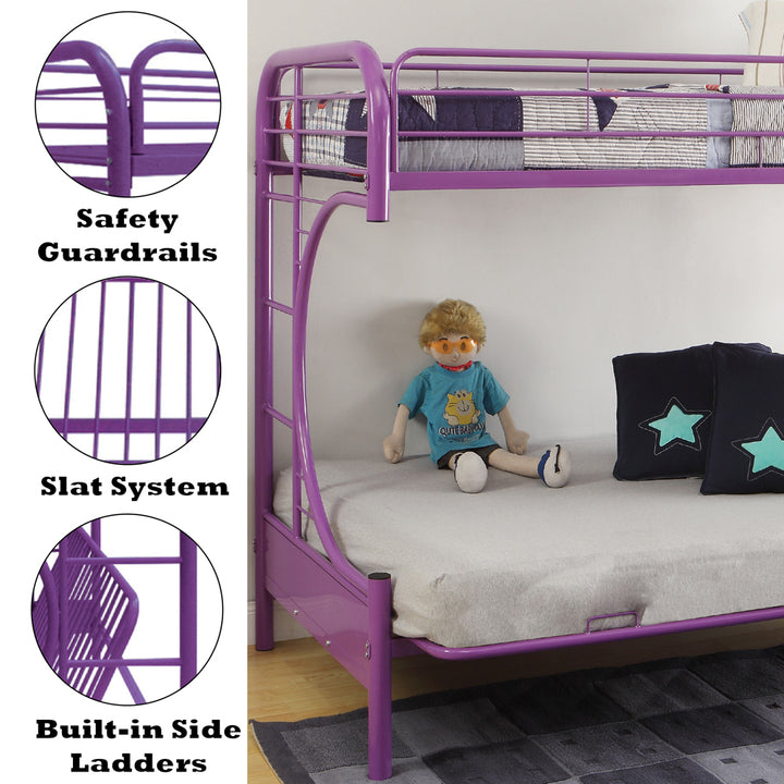 Eclipse Twin/Full Futon Bunk Bed in Purple - features