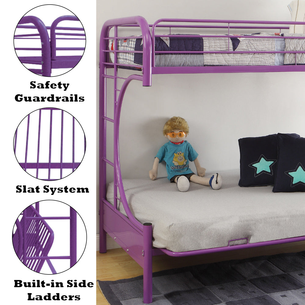 Eclipse Twin/Full Futon Bunk Bed in Purple - features