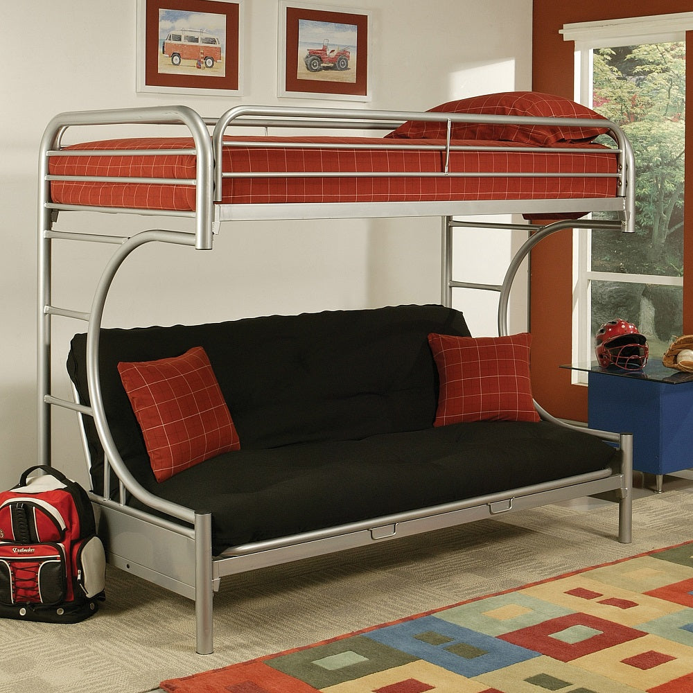Eclipse Twin/Full Futon Bunk Bed in Silver