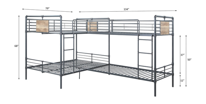 Cordelia - Double Twin & Double Full Bunk Bed - Sandy Black, Dark Bronze Hand-Brushed
