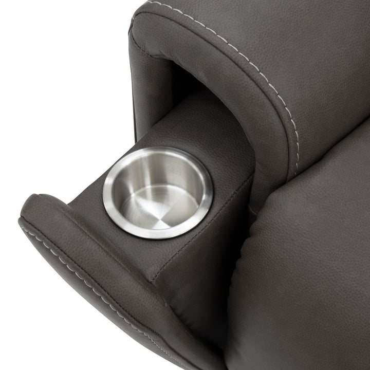 Carter Fabric Power Rocking Recliner with Power Headrest, Lumbar, Heat &amp; Massage in Smoke