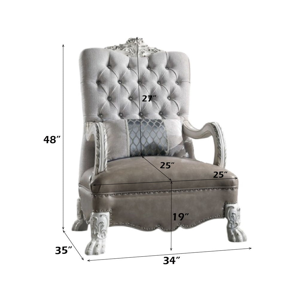 Dresden - Chair With Pillow - Synthetic Leather & Bone White