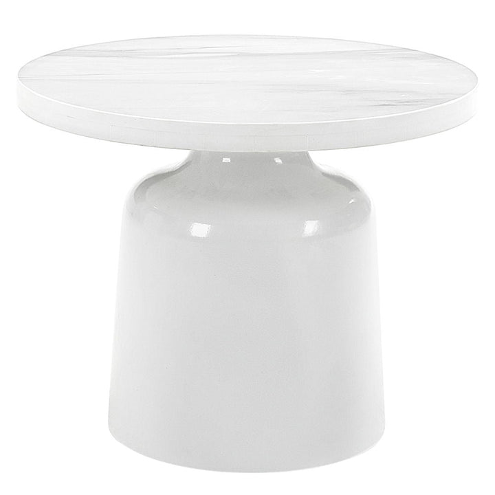 ACME Furniture Zaid End Table Engineering Marble & White High Gloss