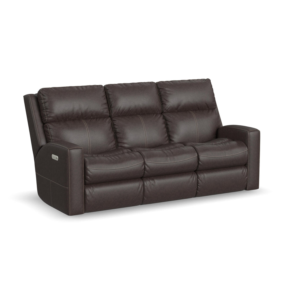 Flexsteel B3805-62L Score  Power Reclining Sofa With Power Headrests & Lumbar  Brown
