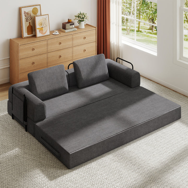 corduroy-convertible-sleeper-sofa-bed-with-pillow-dark-gray