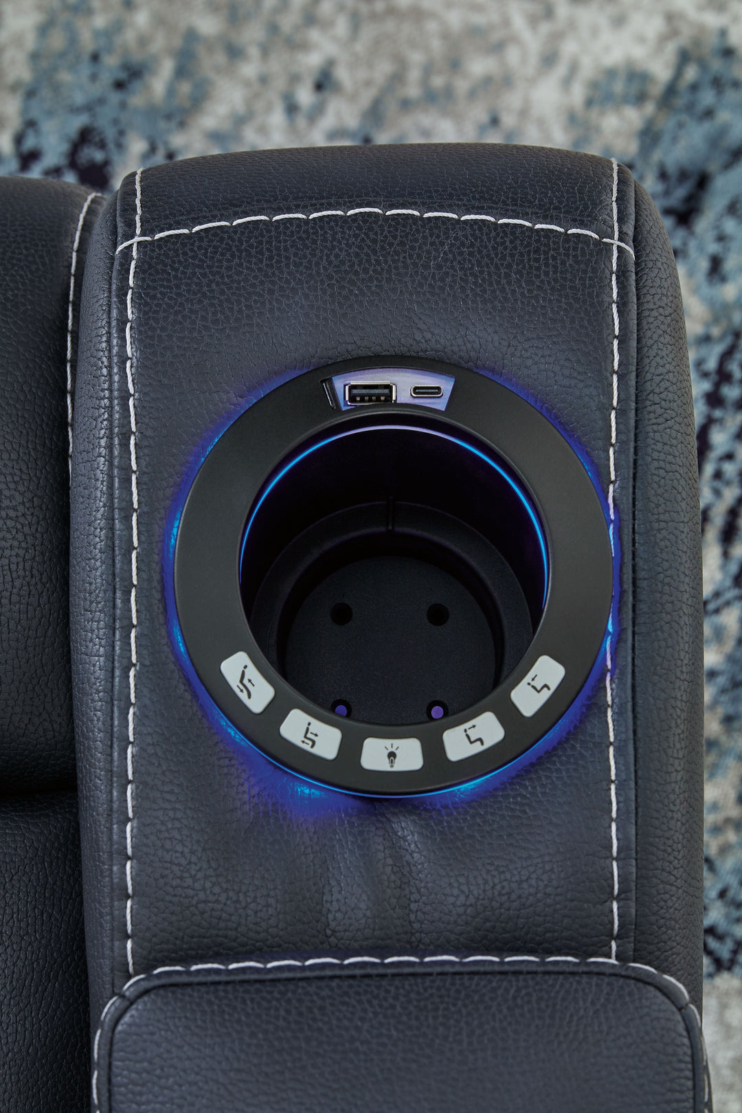 Feazada - Power Recliner With Adj Headrest - Sapphire