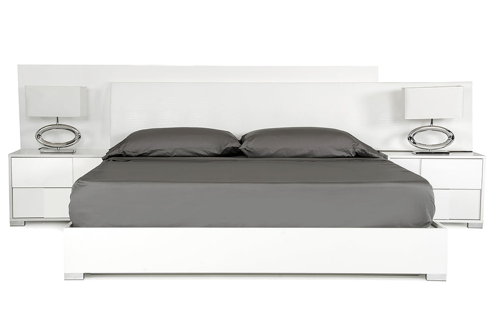 Queen Monza Italian Modern White Bed