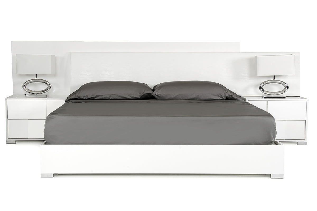 California King Monza Italian Modern White Bed