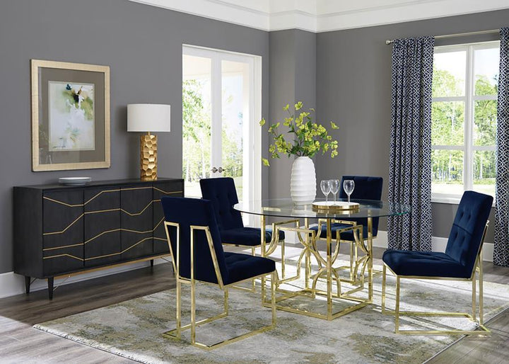 Starlight - Round Glass Top Metal Dining Table - Brass