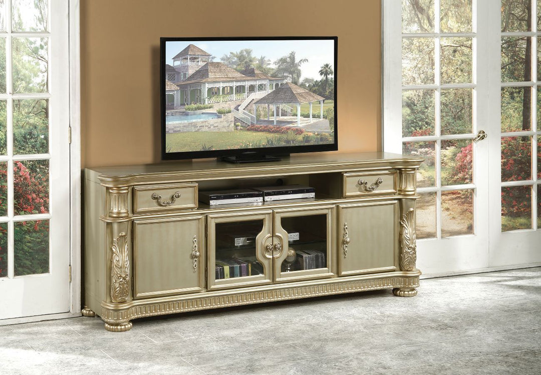 Vendome II - TV Stand - Gold Patina & Bone