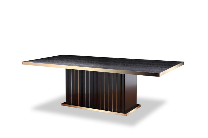 Talin Modern Black Crocodile  and  Rosegold Dining Table